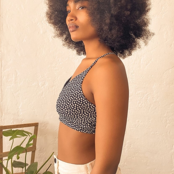 Free People Cassie Heart Printed Bralette Black - Picture 6 of 16